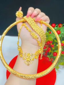 Sét bộ trang sức cưới 5 món chuẩn màu 24.k có hộp k520