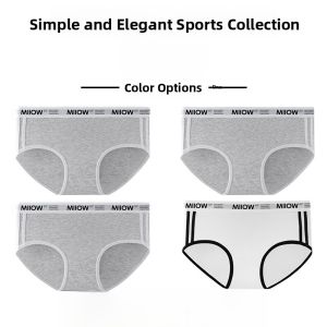 miiow | Antibacterial Pure Cotton Ladies Underwear Extended Crotch Sporty Style Triangle Shorts Seamless Comfortable Womens Panties