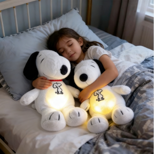 Disney | hot seller Cartoon Figure Snoopy Plush Doll Breath Peluche Soothes Toys Anime Snoopy Music Light Sleep Companion Plush Toys Gift