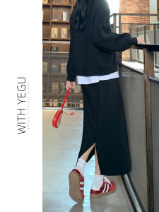 Black Asymmetrical High Waist Commuter Womens Skirt Mid-Length A-Line Suit Skirt Elegant Business Casual Online Exclusive