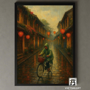Tranh Nghệ thuật "Phố Cổ Hội An Trời Mưa" VIETSMART ART - Acrylic 45 x 60cm