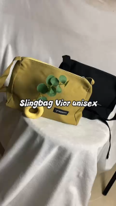 VIOR Slingbag Tas Selempang Bahu Kanvas Wanita Pria Remaja Polos Korean Style Murah Meriah (COD)