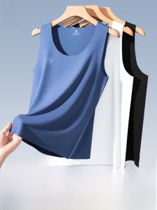 miiow | Ice Silk Modal Mens Tank Top Thin Seamless Summer Sportswear Crossbar Base Shirt Sweatshirt Autumn Season Simple Style