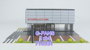 G-Fans 1:64 Porsche Center Building Diorama Model With Lights (710031) PVC Material For Collections Displays Kids Toys CarLoverDieCast