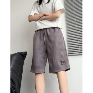 Quần Short Denim Thêu Màu Cam Cho Bé Trai Mùa Hè Quần Ống Đứng Năm Điểm Quần Bằng Da Suede Cleanfit Quần Dài Vừa Vặn