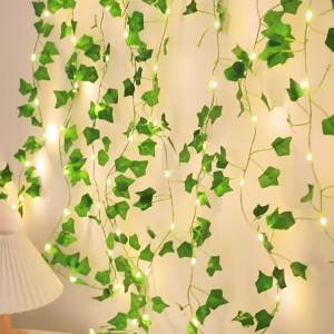 Đèn LED Cổ Tích Nhân Tạo Lá Dây Chạy Bằng Pin Cho Tiệc Cưới Ngoài Trời Sân Vườn Phòng Ramadan Trang Trí 20/50/100 Tùy Chọn