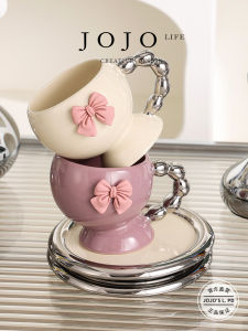 Ceramic Coffee Cup Set Creative Girls High Aesthetic Value Korean Style Pink Heart JOJOS L PD Weight Dining Utensils