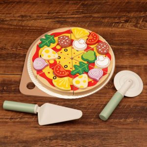 Wooden Pizza Cutting Toy for Boys And Girls Birthday Cake Pretend Play Dollhouse Area Early Education Indoor Play Parent Child Time