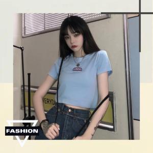 LHSunday เสื้อยืดคอกลมแขนสั้น 🛒เสื้อครอปแบบพิมพ์อักษรแซ่บเบาเบ๊า 🔥ลูกเซ็กซี่