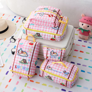 Adorable Travel Organizer Set Underwear Socks Classification Storage Bag Waterproof Luggage Clothing Sub-bag Korean Style Polyester