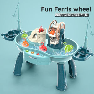 Childrens Puzzle Fun Electric Magnetic Rotating Music Early Education Multi Functional Fishing Game Platform Montessori Toys.