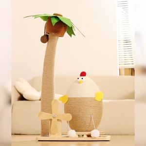 Coconut Tree Rotating Chicken Cat Toy Cat Scratching Board - Island Tiki Tales