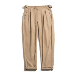 Maden Workwear American Retro High Waist Gourgeous Long Pants Kurrkha Straight Casual West Pants Men Cotton Military Green