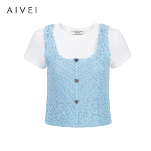 AIVEI | Sweet Style Knitted T-shirt and Vest Set