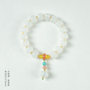 Nanzhu ลานเล็ก Original ดีไซน์ Red Lotus Lion Wake Up สร้อยข้อมือหญิงฝังหินกึ่งมีค่าโอนลูกปัด