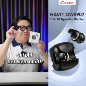 Tai nghe Bluetooth Open-Ear Wireless Havit OWS907 - Hàng chính hãng - Thiết kế gọn nhẹ thời trang màng loa 13mm ở mỗi bên tai nghe nghe nhạc đến 12h