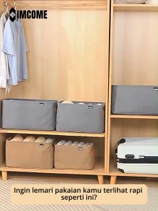 IMCOME Storage Box Lipat Kotak Penyimpanan Baju Pakaian Celana Lemari Penyimpanan Serbaguna Grey P244