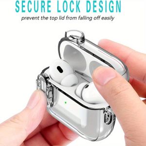 เคสกันกระแทกแบบใสสำหรับ Airpods 4 Gen พร้อมสายคล้องล็อกป้องกัน TPU นิ่มใสฝาครอบป้องกันใช้ได้กับ Airpods รุ่น4th