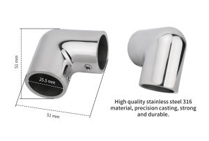Alastin | 90° Elbow Pipe Handrail Fitting 316 Stainless Steel 2-Way 22/25/30/32mm Tube Connector Pipe Components Boat Hardware
