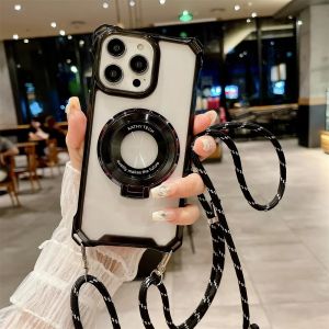 Crossbody Lanyard Clear Ring Magnetic Phone Case for IPhone 16 15 14 Plus 13 12 11 Pro Max X XS XR 7 8 Plus Shockproof Cover