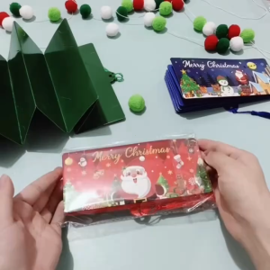 【Happy Time Exclusive】Christmas 10 Slot Money Packet Red Envolope Foldable Cash Holder Santa Xmas Tree Printed Gift Ornaments Holiday Party Gift Giving Red Green Blue Lucky Envolope for Kids Adults Exchange Gift Packaging New Year Tiktok Ins Viral Setup