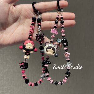 Original Creative Handmade SP Panda Beads Alloy Phone Chain Bracelet Pendant Womens Hand Bracelet Keychain Mobile Accessory