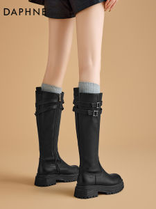 Daphne | Platform Slimming Retro Black Womens Riding Boots