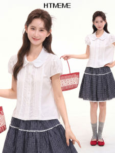 HTMEME | Jasmine Floral Summer Sweet and Simple Korean Style Collar Short Sleeve Blouse