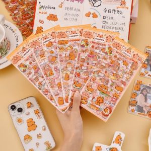 6 Pieces Account Sticker Diary Transparent Capybara DIY Album Stickers Hand Account Decoration