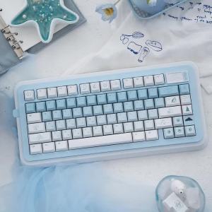 URE Polar Bear Keycaps Dye-Sublimation Cherry Profile PBT Keycaps Gradient Blue Hangul Korean Keycaps For MX Mechanical Keyboard