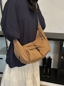 Casual Crossbody Bag for Men And Women Large Capacity Soft Nylon Dumpling Shape Fashionable Artistic Style Commuter Friendly