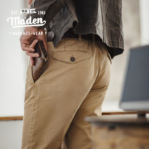 Maden Thương Hiệu Làm Việc Phong Cách Người Đàn Ông 2025 Mới Quý Ông Trẻ Tuổi Người Mỹ Trưởng Thành Retro Heavy Weight Kaki Giản Dị Quần Quần ống đứng dáng ôm Vải Cotton Tinh Khiết Vải Amikaki