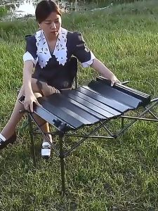 Outdoor Folding Table Camping Barbecue Table Aluminum Alloy Egg Roll Table Portable High Strength Tables 120 * 55 * 50cm