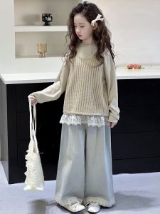 MPW | ชุดเด็กผู้หญิงสไตล์เกาหลี ชุดสามชิ้น ฤดูใบไม้ร่วง 2025 แฟชั่น เสื้อเชิ้ต แจ็คเก็ต กระโปรง สำหรับเด็กวัยกลางคนและโต