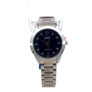 Q&Q Silver-Tone Crystal-Accent Quartz Watch (Q82B-006PY)