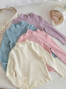 Girl Half Turtleneck Bottoming Shirt Spring and Autumn Winter Clothing Childrens Long Johns Top Pure Cotton Long Sleeves Baby Cotton Sweater Girl Tops