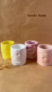 Hủ Lọ Bút Trụ Tròn Bông Hoa Đẹp Nhiều Màu Cốc Đựng Nến ThơmTrang Trí Phụ Kiện Decor Bình Hoa DIY