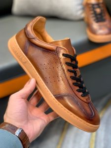 Vintage Style Mens Shoes Summer 2025 New Leather Trend Soft Bottom Color Rubbing Casual Leather Shoes Deoxynucleotide Trainer