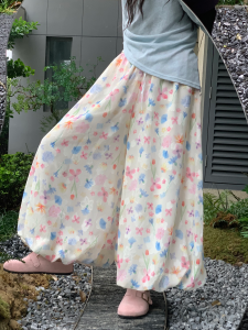 plus Size Womens High Waist Loose Fitting Floral Print Wide Leg Pants Casual Trousers Summer Fashion plus Size Clothing