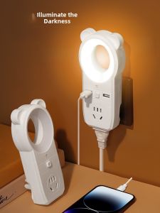 Smart Voice Control LED Night Light Plug in Socket Adapter Converter Student Dormitory Voice Controlled LED Light Bar