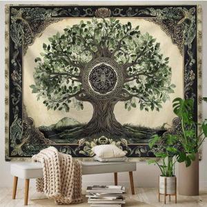 VIKAMA Vintage Cây Sự Sống Tấm Thảm Thần Thoại Bắc Âu Trang Trí Phòng Ngủ Thẩm Mỹ Phòng Khách Ký Túc Xá Treo Tường Trang Trí Nhà Cửa Polyester