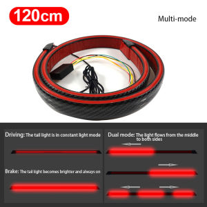 SEAMETAL 120cm Led Spoiler Light Universal Carbon Fiber Car Rear Spoiler Flow Lamp The Third Brake Light Stop Signal Lights 12V