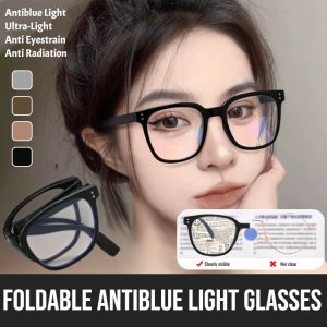 Fashion Personalized Large Frame Vegan Antiblue Light Glasses Anti Radiation Anti Eyestrain Lightweight Foldable Reading Glasses Presbyopic Eyeglasses