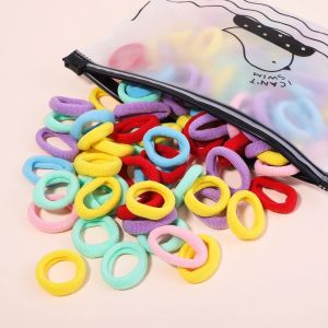 HK.100pcs/pack Korean Elastic Hair Bands for Women Girls Solod Color Ponytail Holder Rubber Band Baby Headband Kids Hair Accessories hair band Colored hair rope