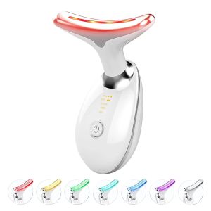 Máy Nâng Cơ Mặt Và Cổ Bằng Liệu Pháp Ánh Sáng LED 7 Màu Massage EMS Làm Săn Chắc Da Sạc USB Chống Nhăn Loại Bỏ Mỡ Nọng Cằm