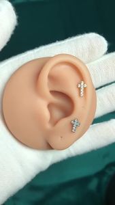 1PC ASTM F136 Titanium Push-in Flower Cross Ear Helix Tragus Flat Back Earring Threadless Labret Piercing Jewelry 1.2x8mm