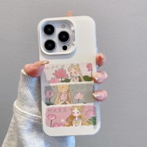 Simple Ins Style Silicone Phone Case for iPhone 16 17 Apple 15 pro Max 14 Lotus 13 Huawei Pura 70 Mate 60 Beautiful Girl 11 Xiaomi 17