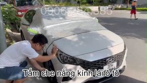 Tấm bạt che nắng kính lái TCN4 Có tai gương tráng bạc chắn nắng kính lái xe hơi ô tô