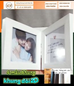 Khung ảnh đôi 2D khung ảnh gập kỉ niệm tình yêu tình bạn khung ảnh sinh nhật size 10x10cm 10x 15cm nhiều màu khung