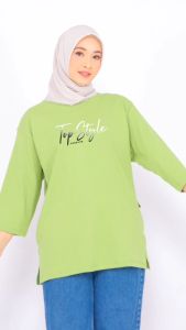 FOREVER CLOTH Kaos Atasan Oversize Wanita Lengan 7/8 Katun Combed 24s Top Style Fashion